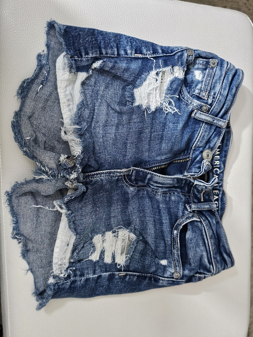 American Eagle Outfitters Ripped Dark Blue Denim Cutoff Shorts